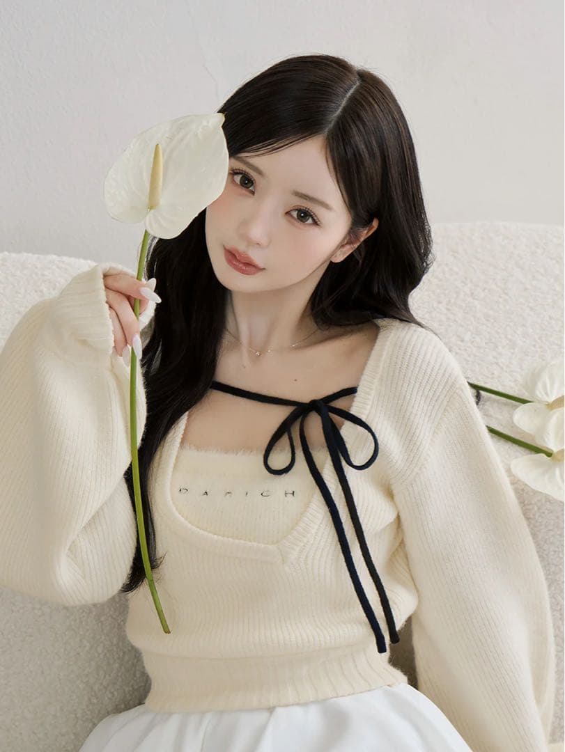 ダーリッチ アシメレイヤードニットトップス アイボリー - メルカリ