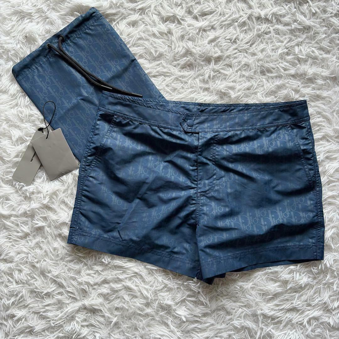 未使用品　ディオール オブリーク スイムショーツ M ブルー 総柄　ロゴ エレガントに決まる♪【Dior】オブリーク スイムショーツ (Dior/水着