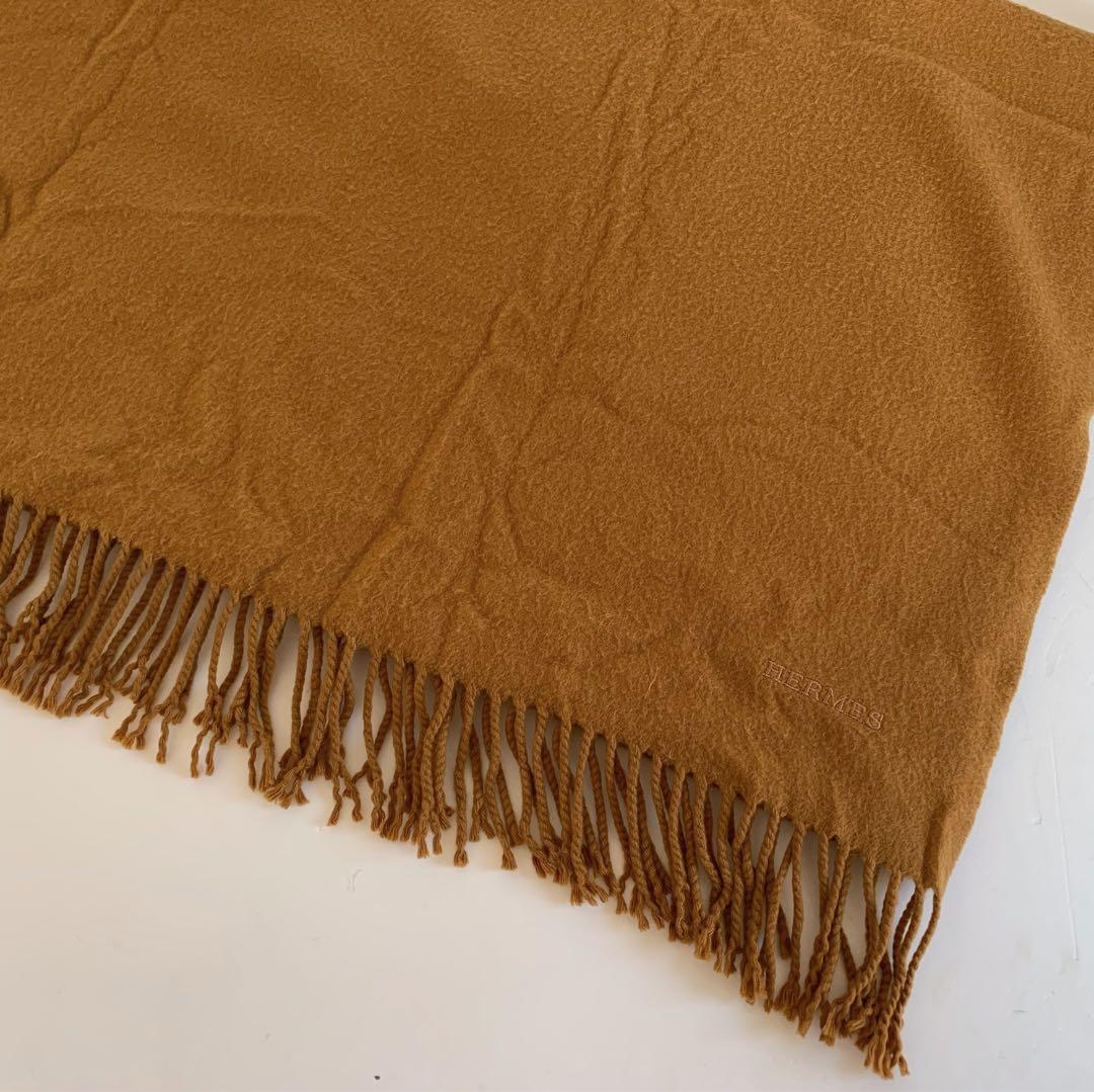 HERMES エルメス カシミヤ大判ストール キャメル - メルカリ