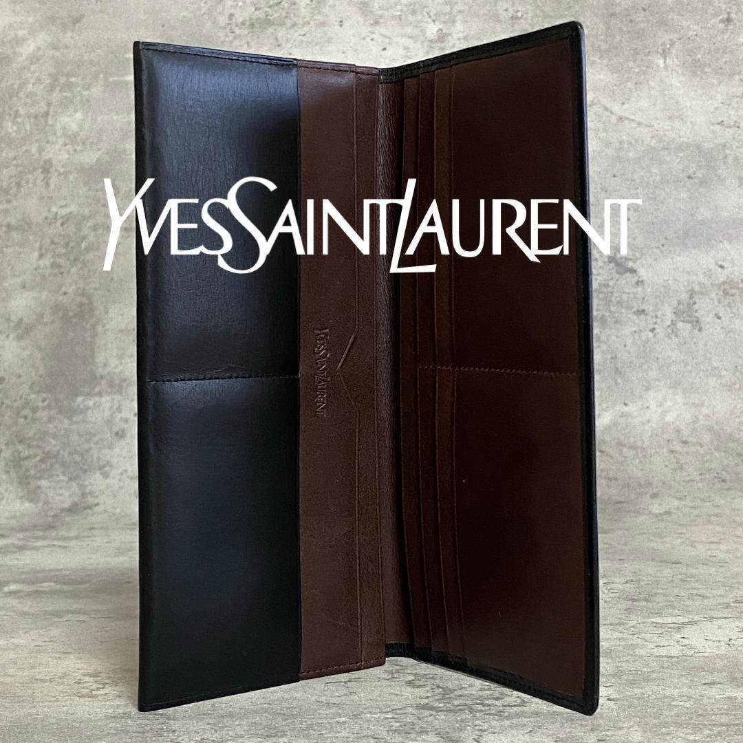 ✨極美品✨ イヴサンローラン YSLロゴ 型押し 長財布 札入れ レザー 黒
