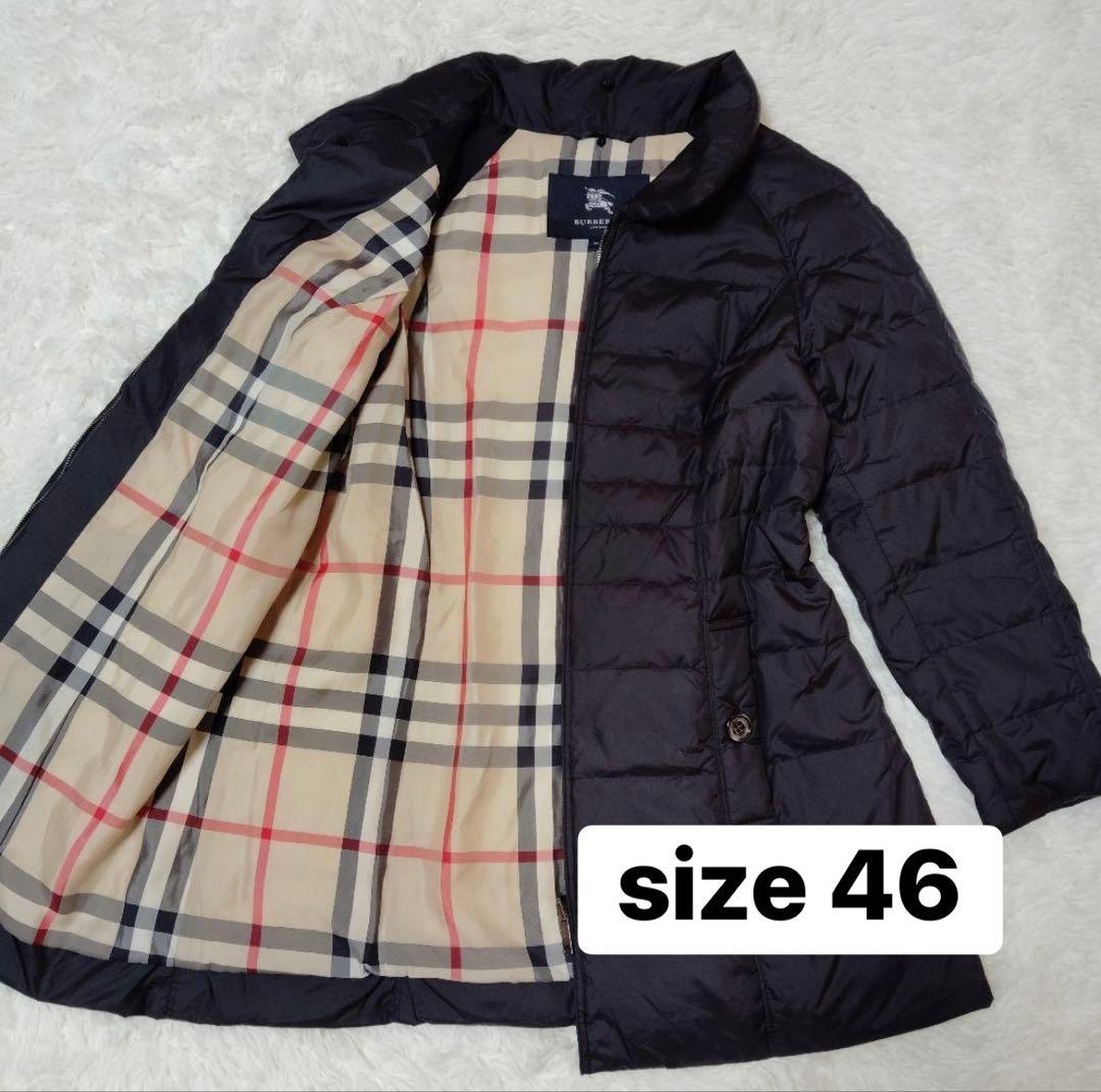 美品 バーバリー ロンドン ダウンジャケット 46 3XL 黒 ノバチェック