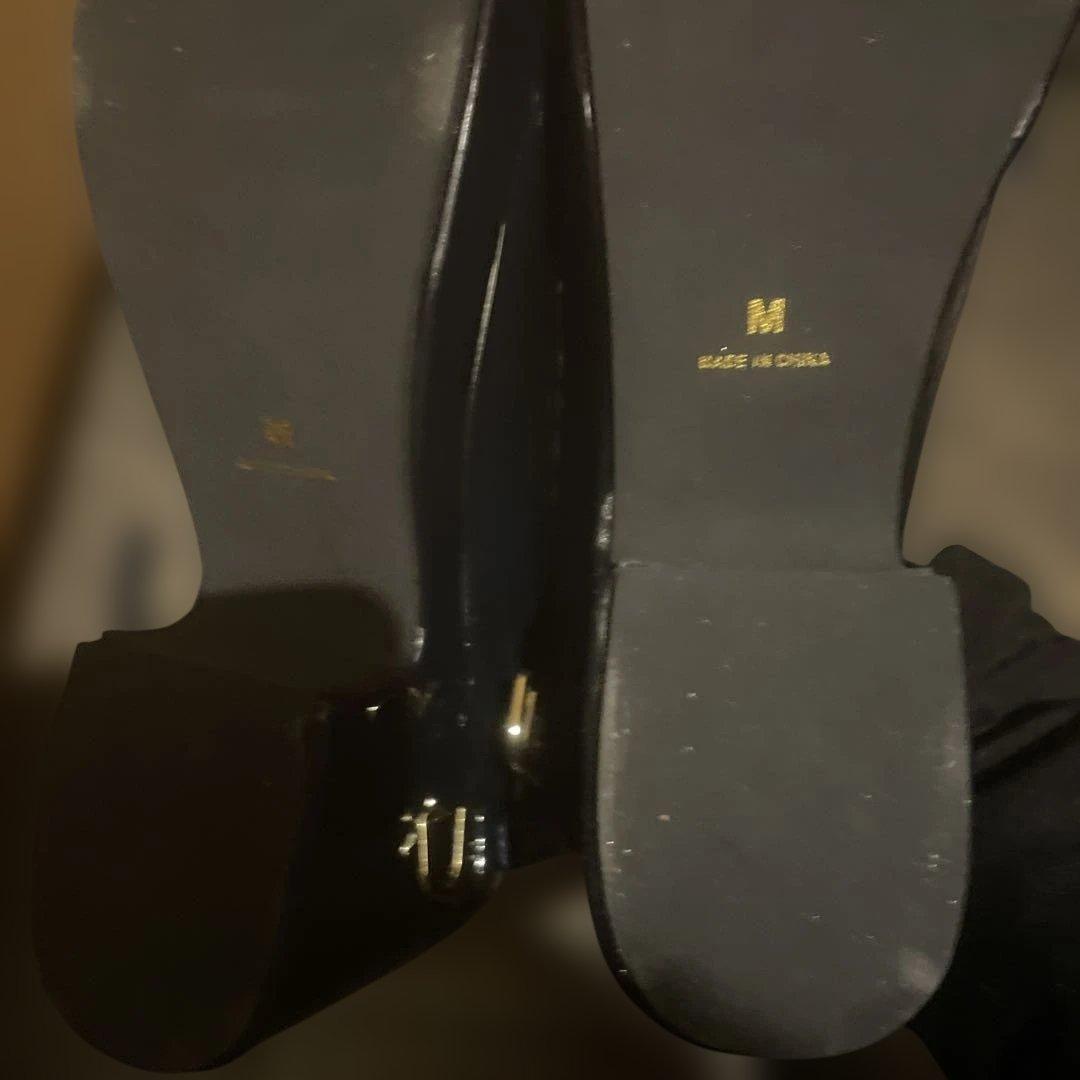 星座リボン付きネイビーパンプス M リボンフラットパンプス(0460A) （ネイビーZ） -レディースシューズ