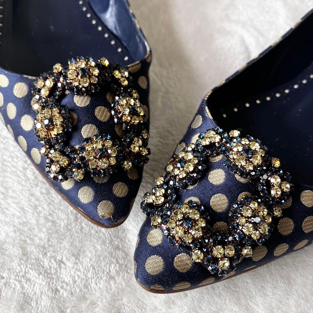 ☆美品☆マノロブラニク パンプス バレエフラット ハンギシ ドット