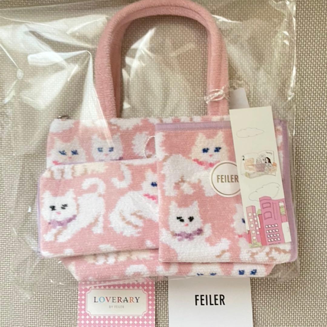 新品未使用 フェイラー モフモフネコチャン バッグ L字ポーチハンカチ3