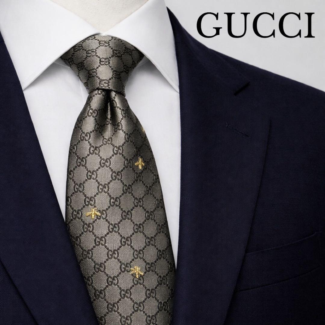 GUCCI グッチ ネクタイ ブラウン bee 蜂 GG 茶色 - メルカリ