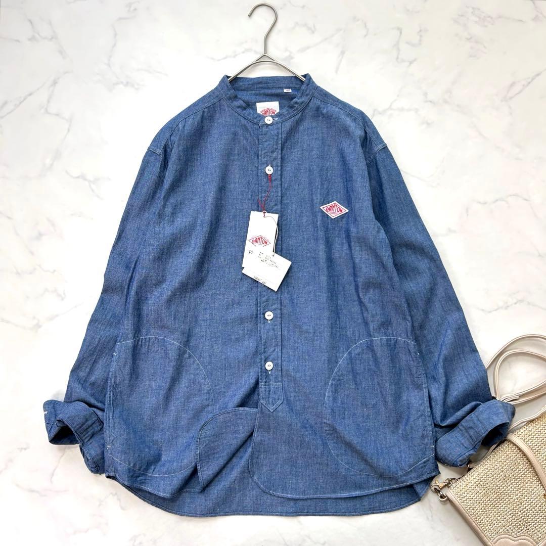 新品未使用品 DANTON/ダントンバンドカラーオックスシャツ デニム