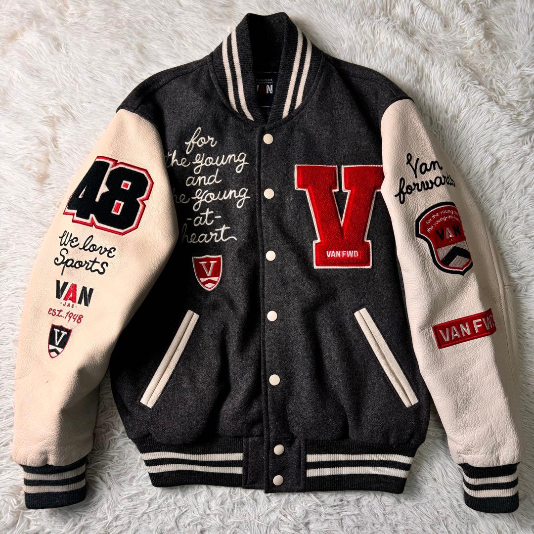 激レア】VAN JACKET フルデコ スタジャン 灰×白 袖レザー S - メルカリ
