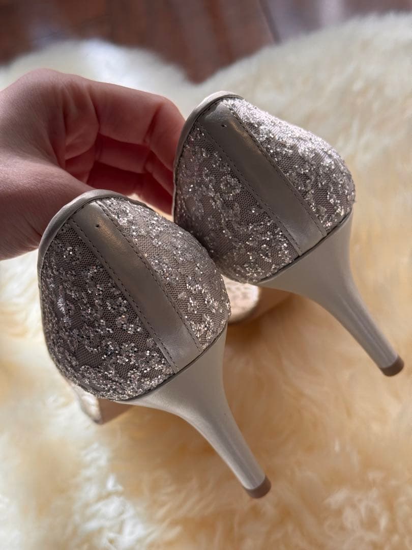 DIANA グリッターチュールパンプス　ブライダルシューズ　24.5cm