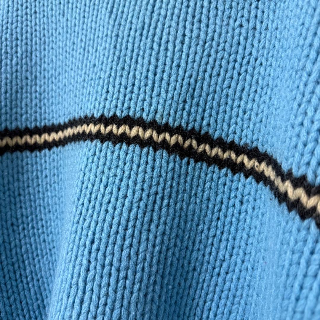 90s☆JCREW/ジェイクルー☆ローゲージニット☆ライトブルー/水色紺白