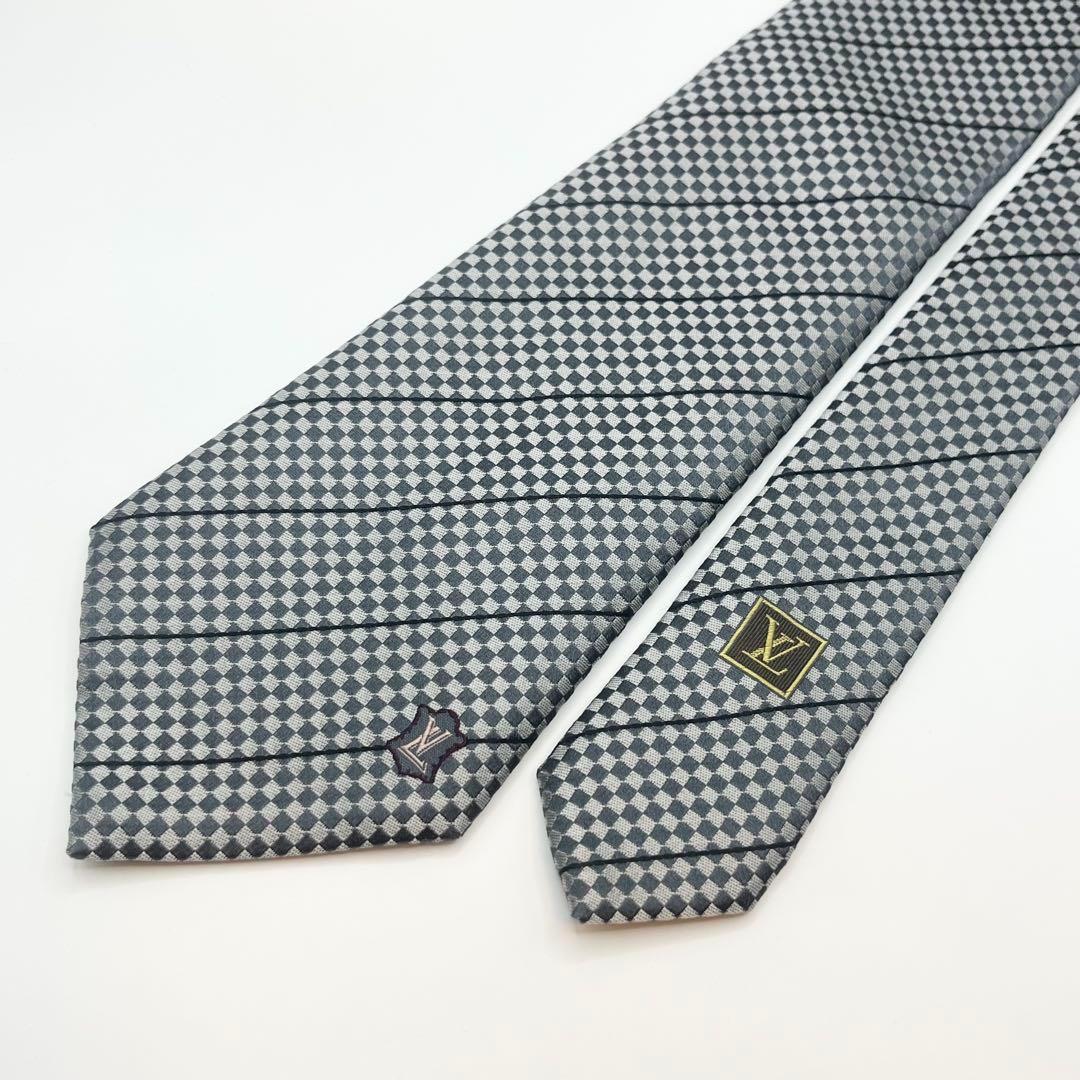 ✨極美品✨LOUIS VUITTON ネクタイマイクロダミエ極大LVロゴ