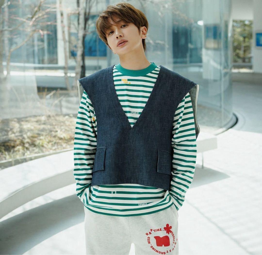 ナップタイム naptime. Nissy 西島隆弘 ボーダー グリーンTシャツ