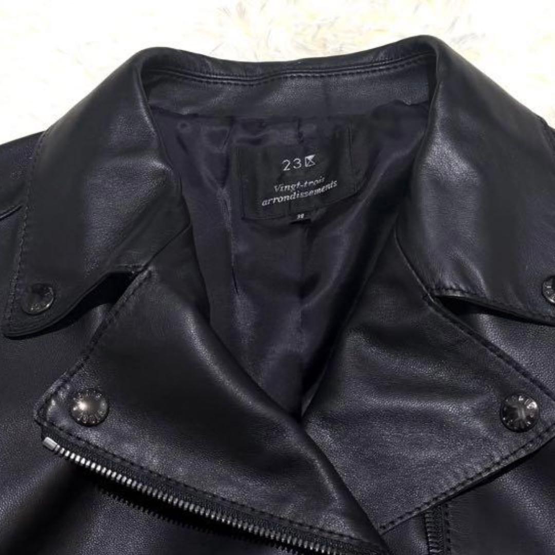 未使用級✨23区 ダブルライダース ラムレザー ブラック ニジュウサンク