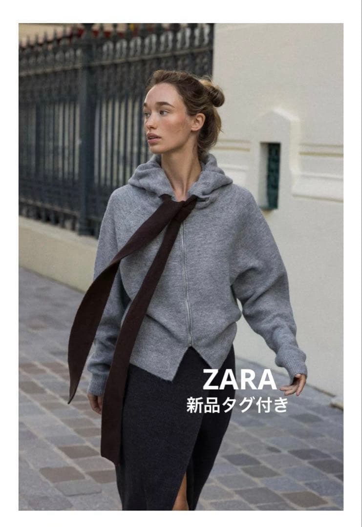 完売品⭐︎ZARA コントラストドローストリングフーディ L ミディアム