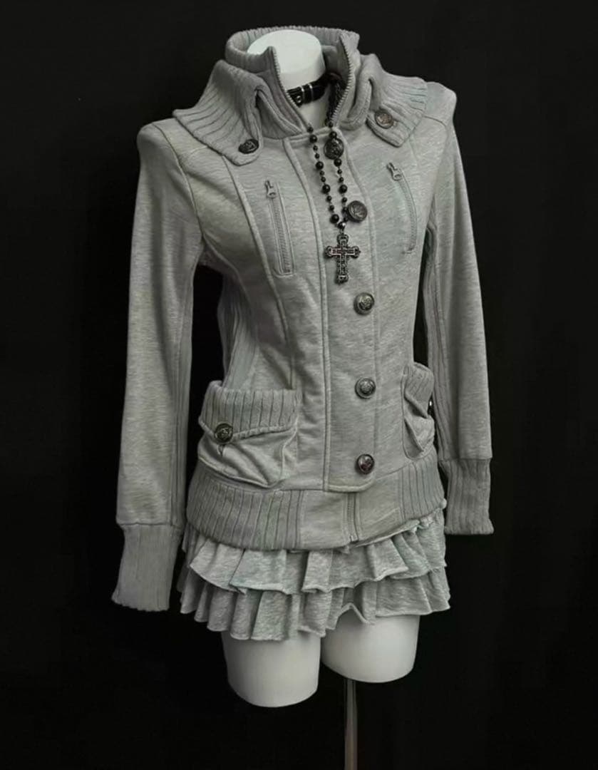 ハイネック トップス ジャケット グレー 地雷系 V系 ギャル d.i.a系