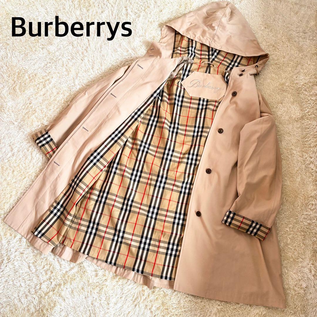 バーバリーズ ステンカラーコート フード付き ベージュ 9AR ノバ