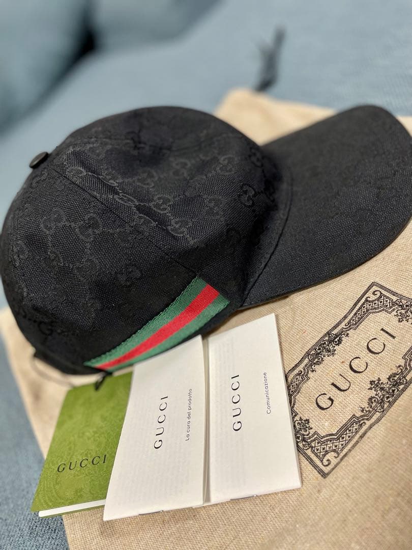 GUCCI ブラック GGパターン キャップ 黒 - メルカリ