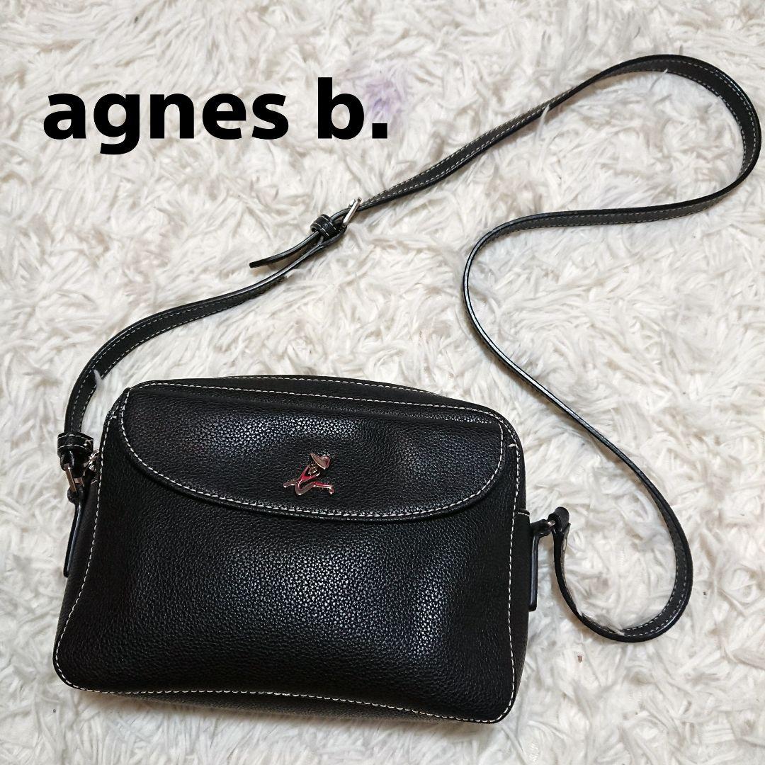 美品　アニエスべー　ショルダーバッグ ターンロック　レザー　黒　ステッチ アニエスベー ショルダーバッグ ステッチ レザー ブラック - メルカリ