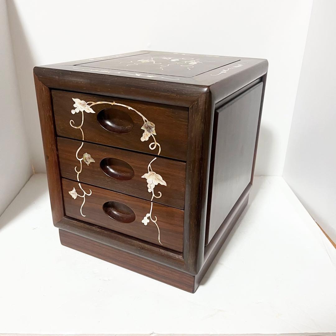 引き出し小引き出し家具螺細花梨4段