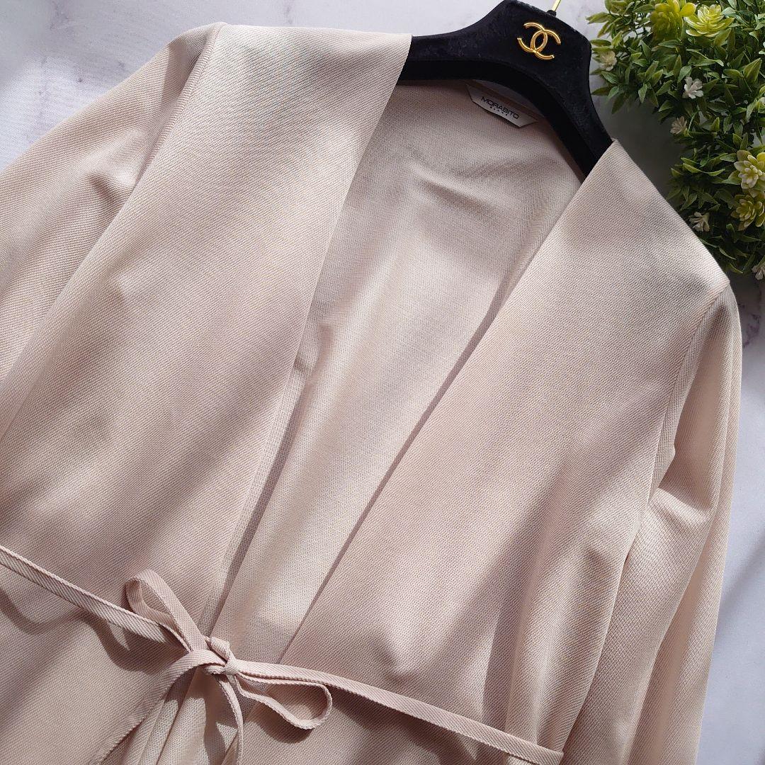 モラビト ロングカーディガン ガウン 長袖 ベージュ M サイズ38 ベルト