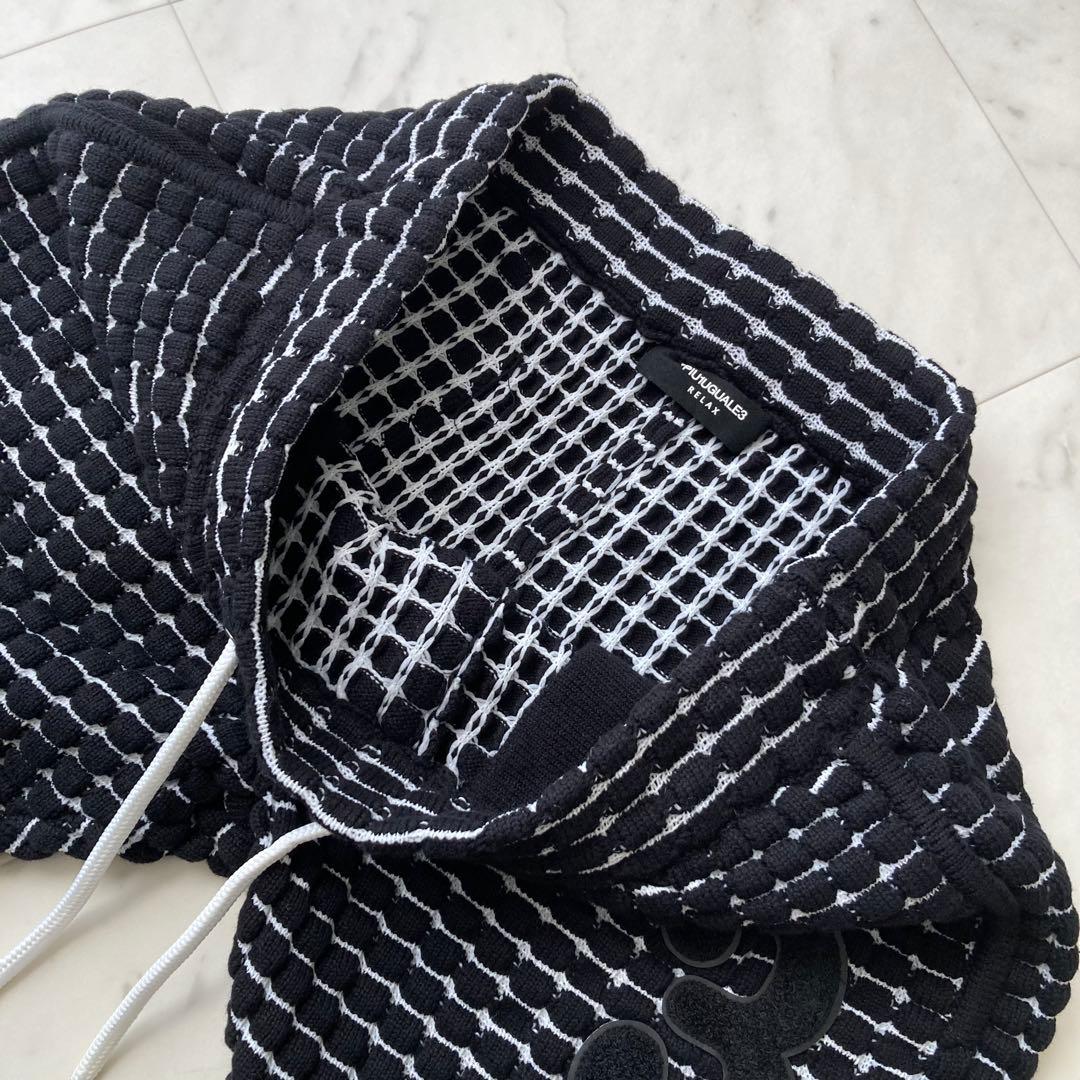 良品 1PIU1UGUALE3 ビッグワッフル 凹凸 セットアップ L ブラック