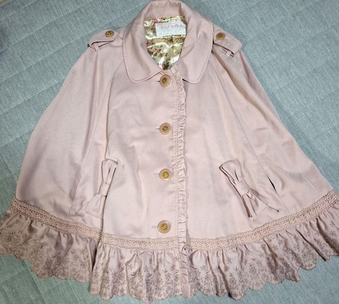 LIZ LISA フリル付きピンクケープコート　ポンチョ　ケープ　平成 大人気 リズリサ ピンク ポンチョ コート ケープ 姫ギャル 姫系 y2k