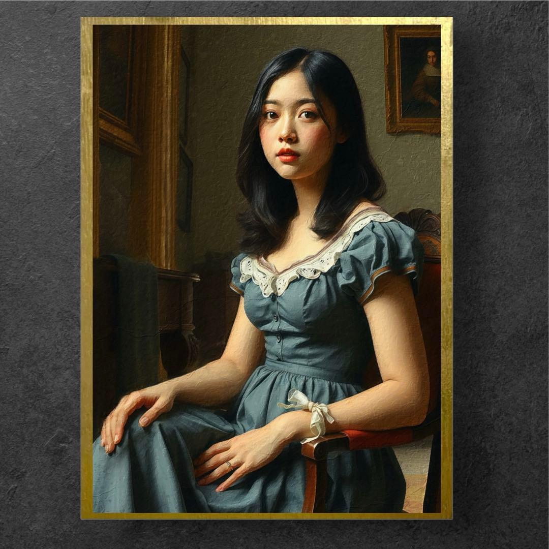 【油絵風の絵画作品】美しい女性をモデルにした現代アート作品