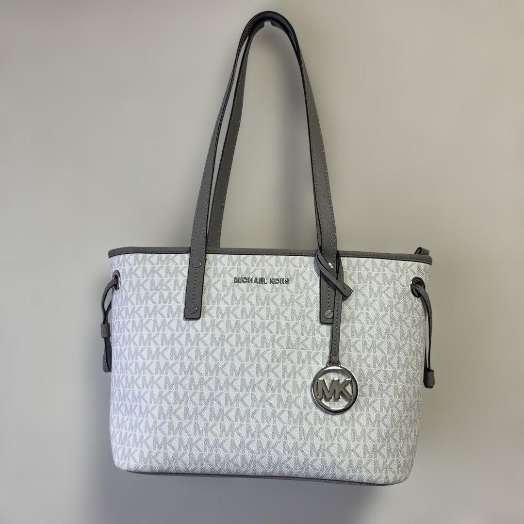 MICHAEL KORS トートバッグ ホワイト/グレー MICHAEL KORS◇トートバッグ/レザー/WHT/37S5MCOT4L : セカンド