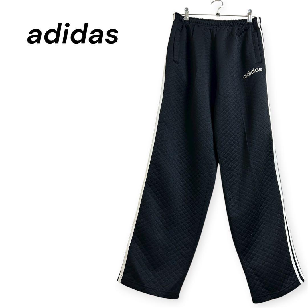 adidas 】キルティング トラックパンツ 3本ライン ロゴ 刺繍メンズ M