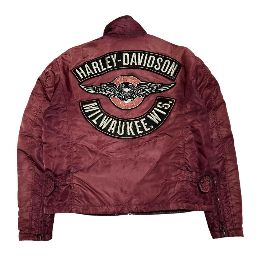 ハーレーダビッドソン ブルゾンジャケット 短丈 刺繍 ワッペン