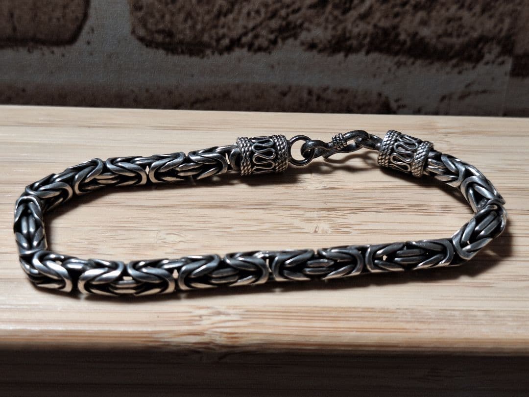 未使用！シルバー925Silver925極太ビザンチンブレスレット20cmゴツめ