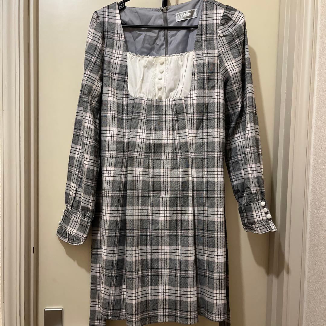pium チェック柄 長袖ミニワンピース - メルカリ