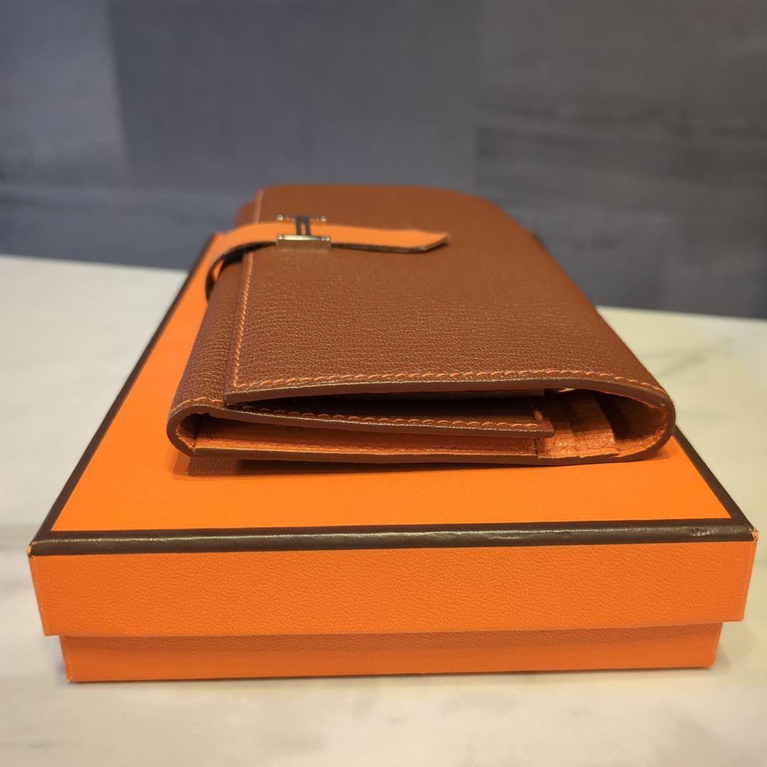 極美品希少 エルメス ベアン2PLIS オレンジ&ブラウン□M刻印2009