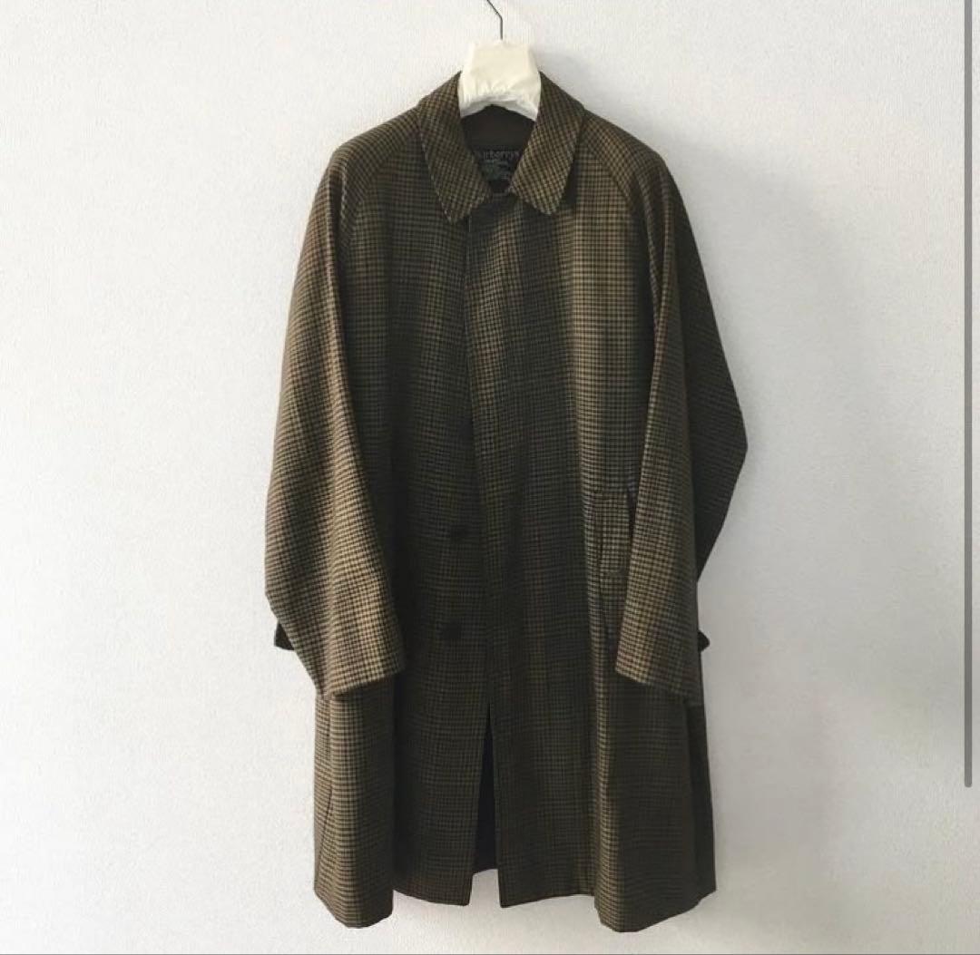 ヴィンテージ バーバリー　一枚袖　ウール　ブラウンチェック　ツィード　コットン ヴィンテージ バーバリー 一枚袖 ウール ブラウンチェック ツィード