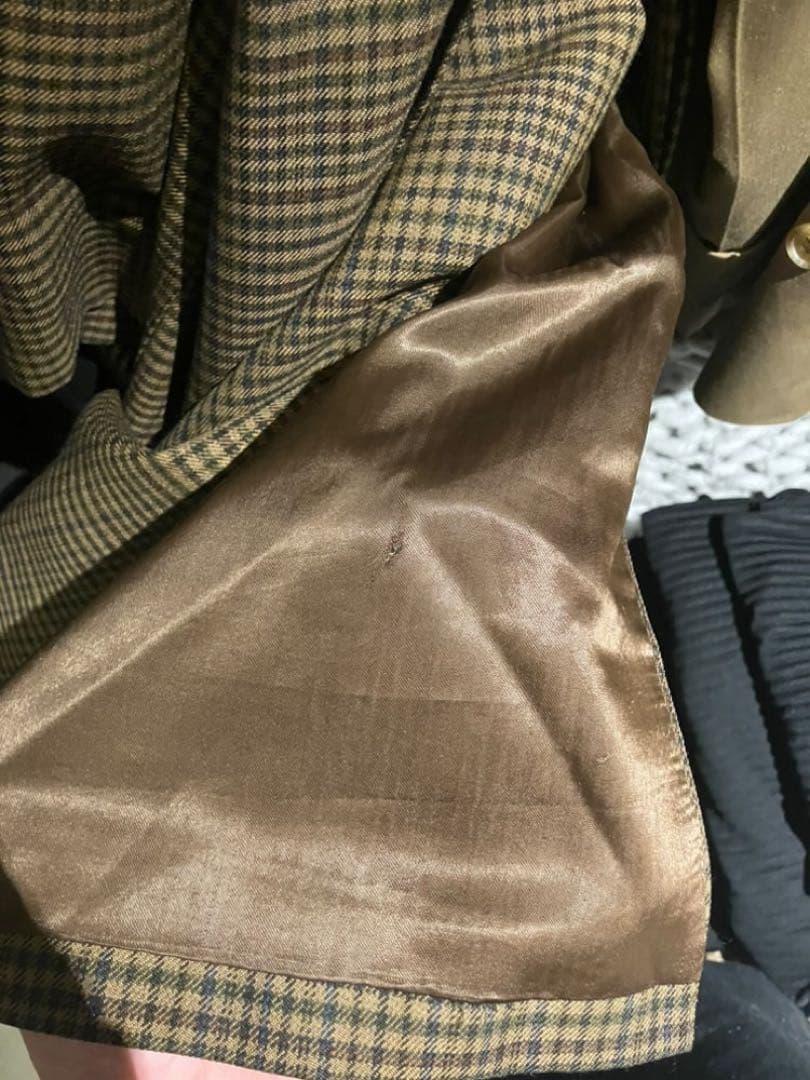 ヴィンテージ バーバリー 一枚袖 ウール ブラウンチェック ツィード