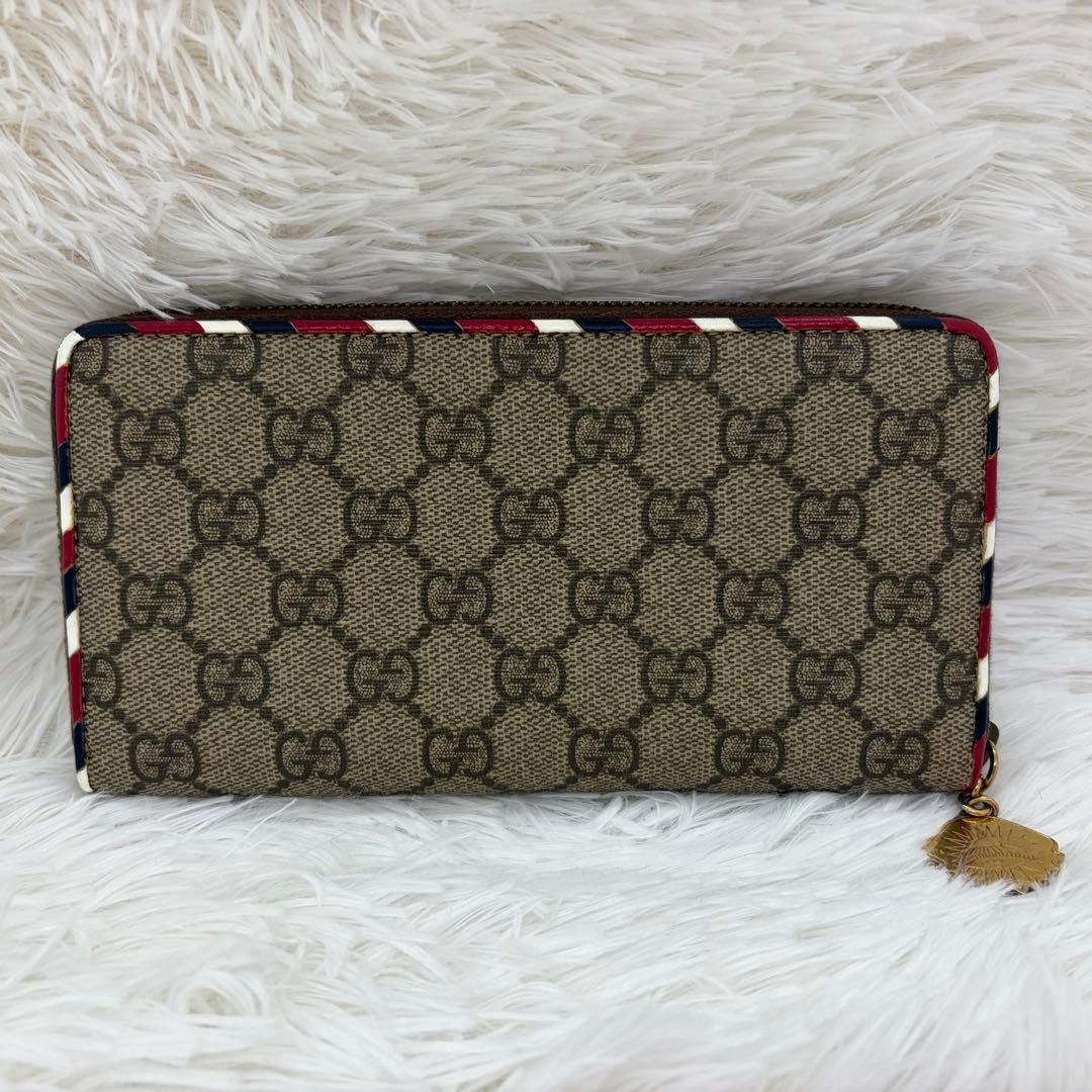 極美品✨グッチ 長財布 ラウンドファスナー ナイト クーリエ レザー 茶