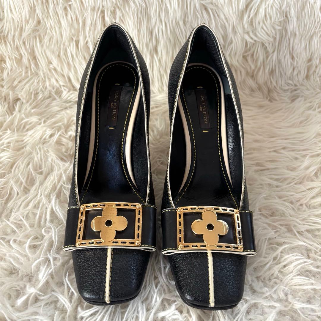 ✨美品　ルイヴィトン　ハイヒール　レザー　パンプス　フラワー　モノグラム　レザー