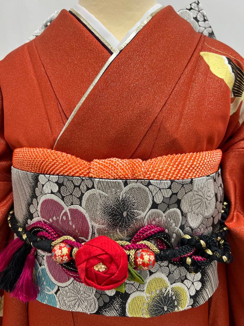 振り袖 フルセット 長襦袢付 成人式 金彩加工 ラメ入り 焼箔 長尺袋帯