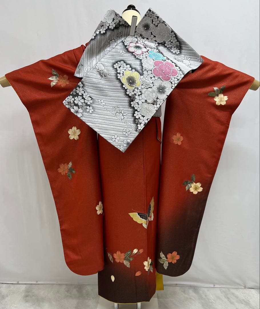 振り袖 フルセット 長襦袢付 成人式 金彩加工 ラメ入り 焼箔 長尺袋帯