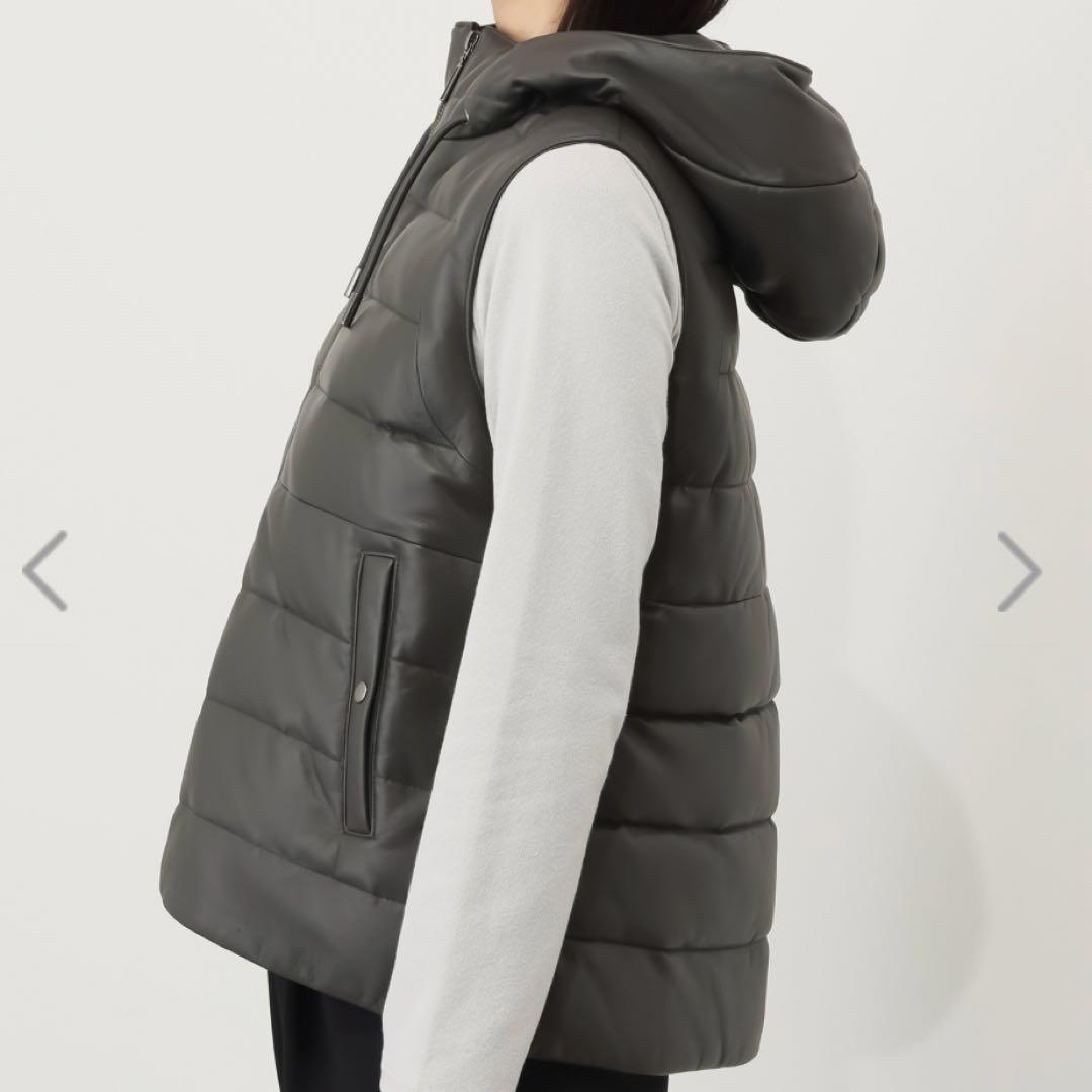 新品！元町ゼラール ソフトラムレザー ダウンベスト セピア - メルカリ