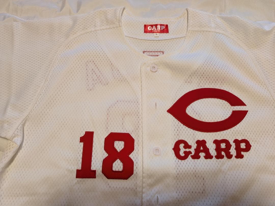 広島 カープ #18 前田健太 2010 復刻ユニ ホーム 白 L 開封済未使用