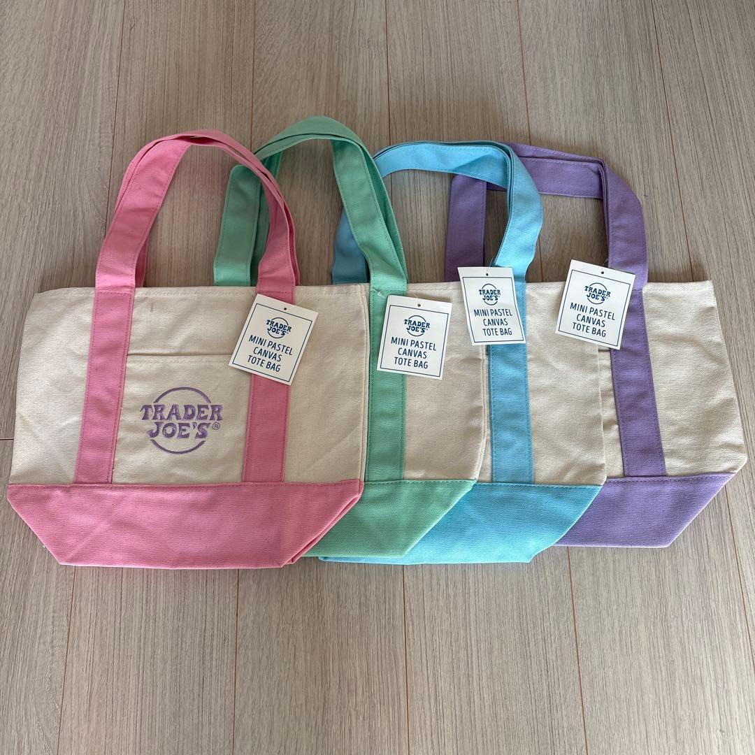 TRADER JOE'S ミニパステルキャンバストートバッグ 全カラーセット