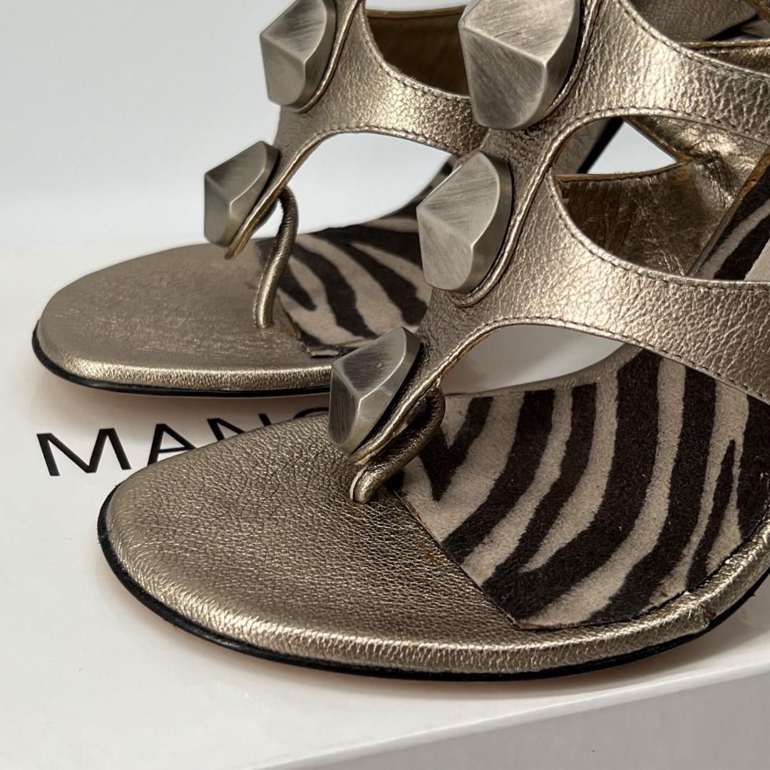 美品✨マノロブラニク ビジュー装飾付き サンダル ミュール ゼブラ 36