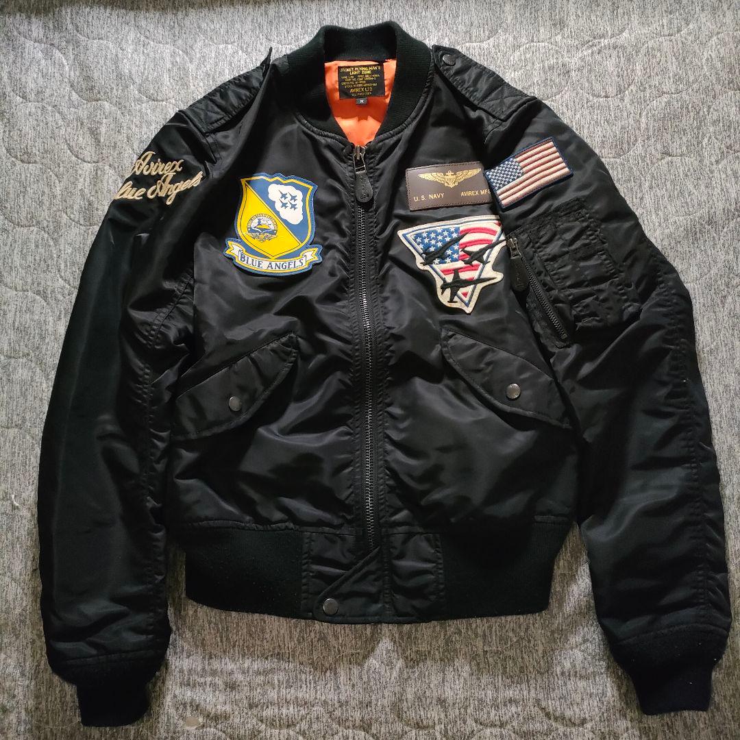 希少 アヴィレックス L-2A ワッペン フライトジャケット ブルー