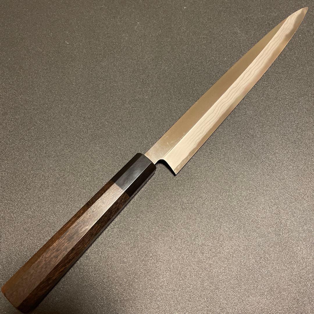 刺身包丁　積層　白ニ鋼　柳刃　8寸 刃渡り　約243mm 黒檀八角柄 刺身包丁 積層 白ニ鋼 柳刃 8寸 刃渡り 約243mm 黒檀八角柄 - メルカリ