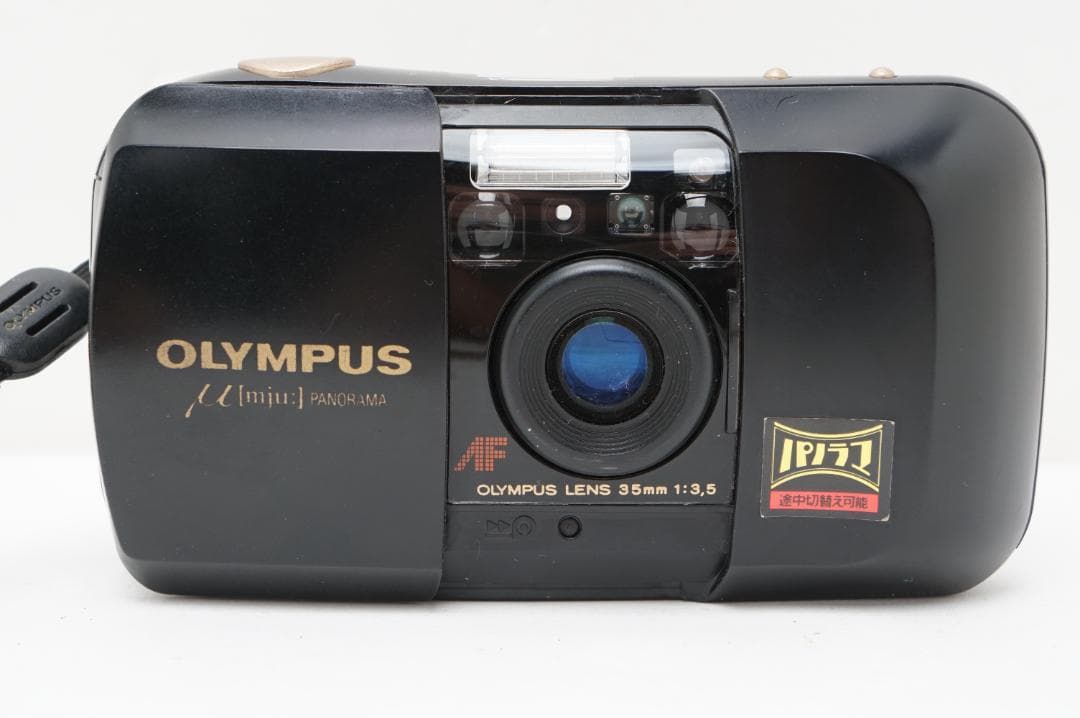 Olympus μ mju PANORAMA ブラック 35mm F3.5 Exc+5] Olympus mju μ Panorama Black Point & Shoot 35mm Film Camera