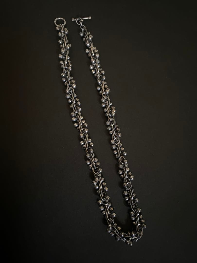 ヴィンテージ チェーンリンク DNA シルバー パール ネックレス 50cm