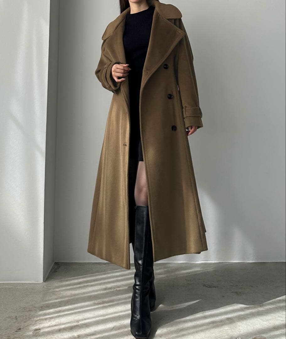 2wayハイネックウールライクウエストシェイプフレアコート - メルカリ