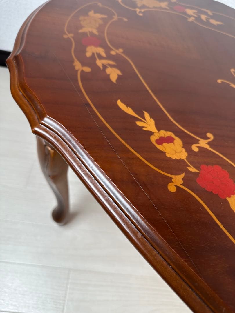 イタリア センターテーブル 象嵌 猫脚 猫足 リビングテーブル 　※i4※