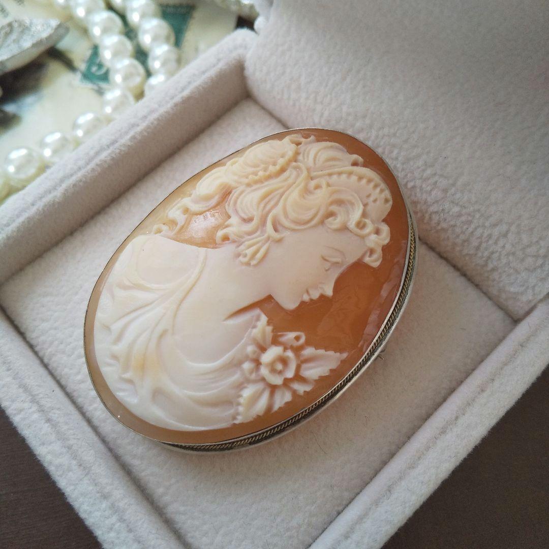 ITALY SILVER 800 シェルカメオ ブローチ ペンダント cameo - メルカリ