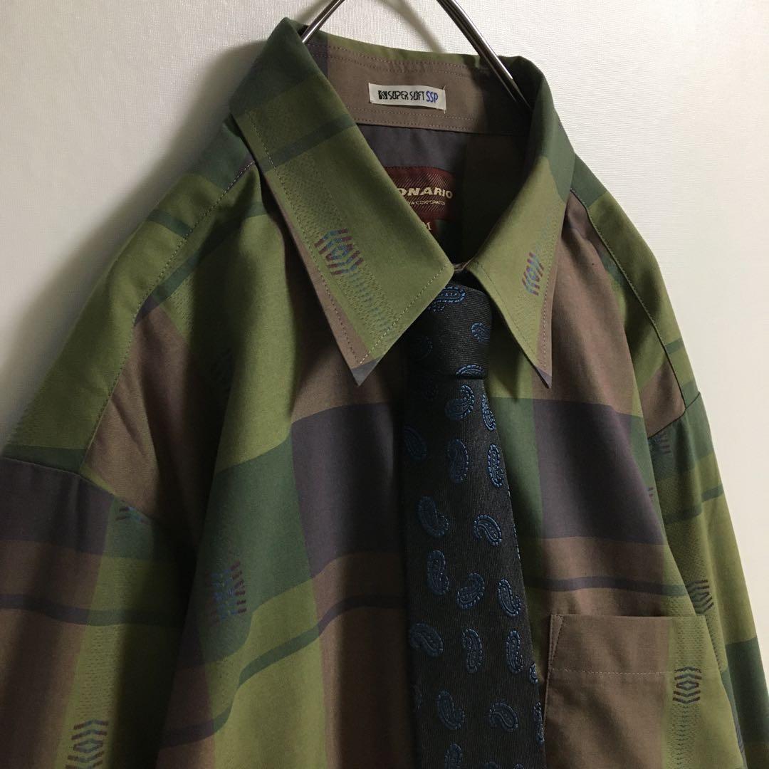 ネクタイシャツ 古着 ペイズリー柄シルクネクタイ チェックジャガード